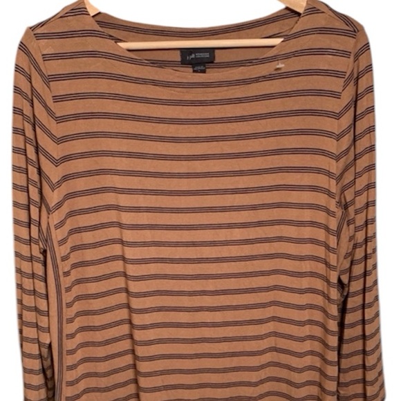 J. Jill Brown Striped 3/4 Sleeve Top Size Large - Picture 6 of 8